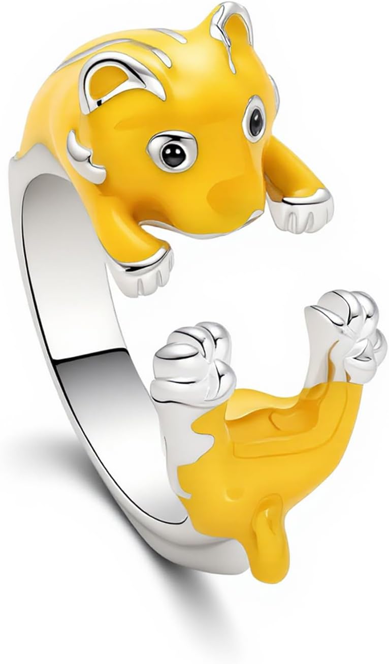 Cute Adjustable Enamel Fox Ring Cartoon Animal Fox Open Rings Lovely Cartoon Finger Cuff Ring Jewelry for Women