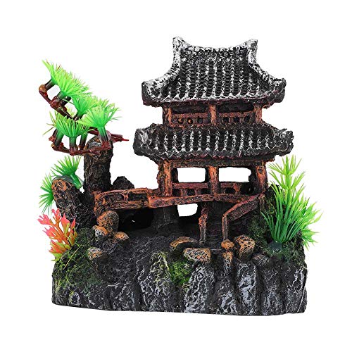 Segrehy Aquarium Dekor Künstliche Simulation Pavillon Kiefer für Crawler Box Aquarium Dekoration Landschaft