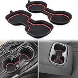 Auovo 3D Cup Holder Insert Coasters Compatible with Toyota Camry Accessories 2018-2023 2024 Silicone Cup Mat Pad Liners Replacement Interior Decoration (Red Trim, 2-pc Set)
