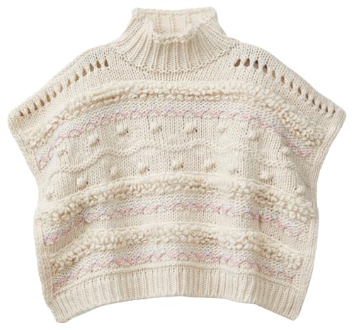 United Colors of Benetton 115HQU010 Poncho e Mantelle Fatti a Maglia, Bianco, 130 cm Bambina
