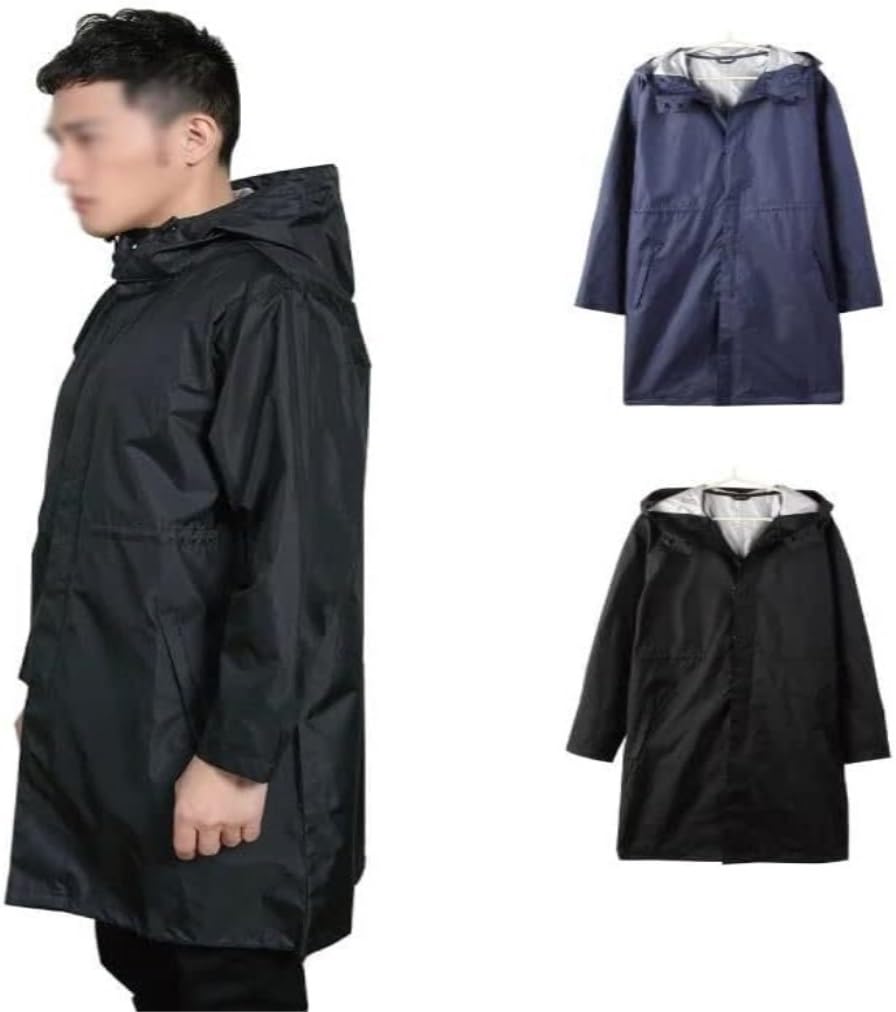 Chubasquero Ropa De Lluvia Exterior Adulto Senderismo Pesca Al Aire Libre Chaqueta Impermeable Mujeres Hombres Capa Impermeable(Black,XL)