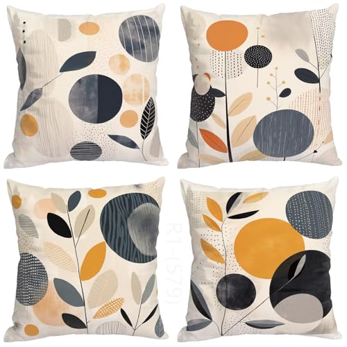 Funda de Cojin Moderno Funda Cojin 50x50 fundas Cojines Azul Fundas de Almohada, Cuadrado Cojines Decorativos Almohada para Moderna Decoración Sofa, Sala de Estar, Jardín, Coche Juego de 4 H2-579