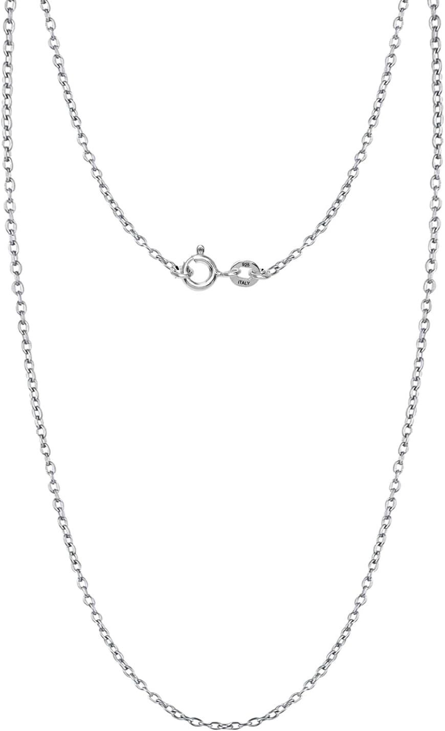 LeCalla 925 Sterling Silver Italian Jewelry Trendy Gift 1.2MM, 1.5MM, 2MM Thin Cable Chain Necklace for Women and Men with Spring Ring Clasp (16, 18, 20, 22 Inches)