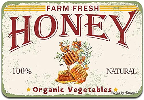 Peiyeety A003 Metal Tin Sign Farm Fresh Honey Natural Organic Vegetables Vintage Decorative 12X16 Inch Retro Wall Art Plaque For Kitchen Pantry Farmhouse Home Rustic Countryside Wall Decor