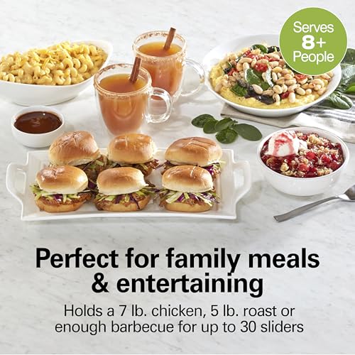 Image of Hamilton Beach 7 Quart Set & Forget Portable Programmable Slow Cooker | 15 Cooking Options With 5 Time and 3 Heat Functions | Lid Latch | Dishwasher Safe Stoneware Crock & Glass Lid | Black | 33670