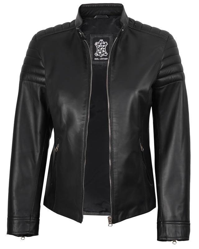 Image of Blingsoul Womens Real Leather Jacket - Asymmetrical Leather Jackets for Women