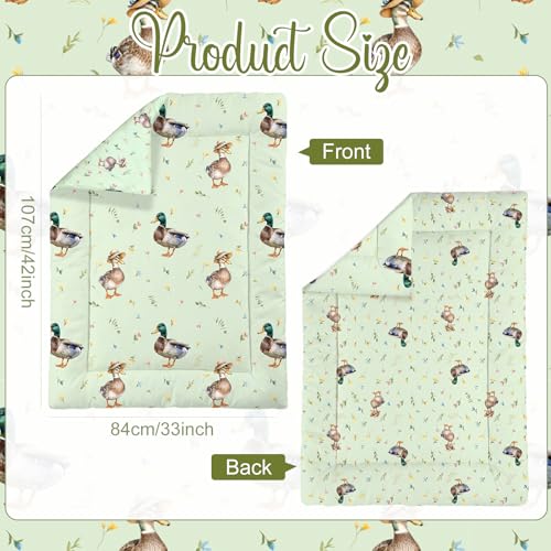 Image of Hahafelt 4 Pieces Crib Bedding Set for Girls and Boys, Soft Baby Bedding Set Including Crib Skirt, Comforter, Sheet and Diaper Stacker for Nursery (Mallard Duck)