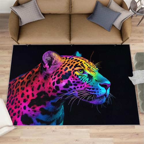 Tapis d'intérieur lavable style léopard fluo pour sublimer le salon familial - 3