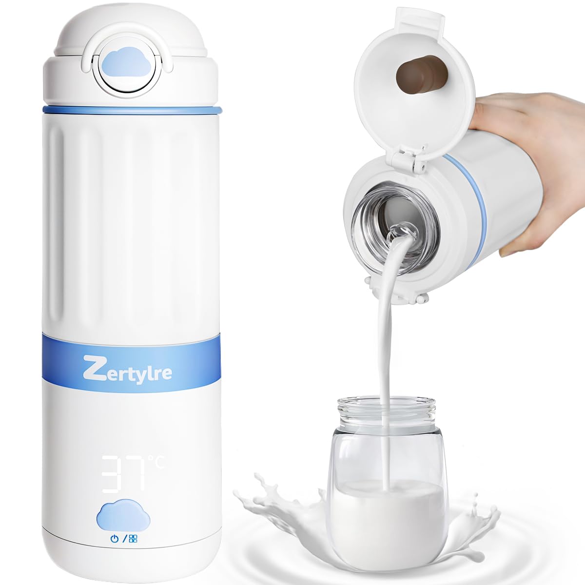 Portable Milk Warmer for Travel,2.5 Min Fast Heating for Breast Milk and Formula, Portable Bottle Warmer with 13500mAh Long Battery, 17oz Large Capacity, Fast Charging Baby Bottle Warmer