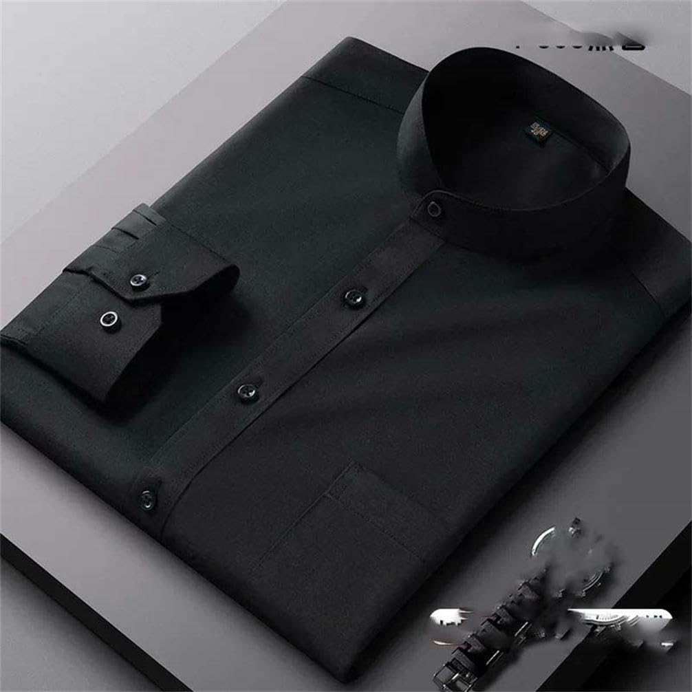 Lapel Shirt Men's Long-Sleeved Chinese Style Tang Suit Breathable Anti-Wrinkle Business Casual Business Suit Shirt