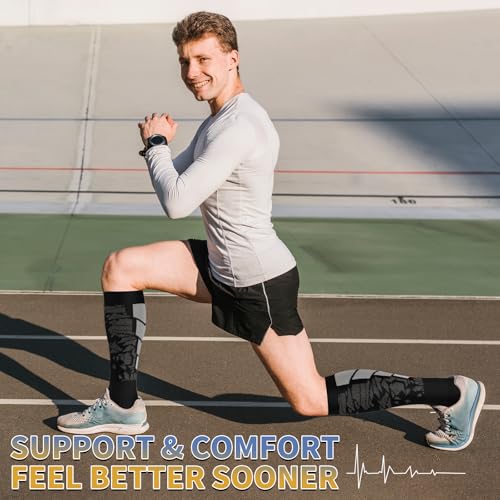 Image of 3 Pairs Knee High Graduated Compression Socks For Women and Men - Best Medical, Nursing, Travel & Flight Socks - Running & Fitness - 15-20mmHg