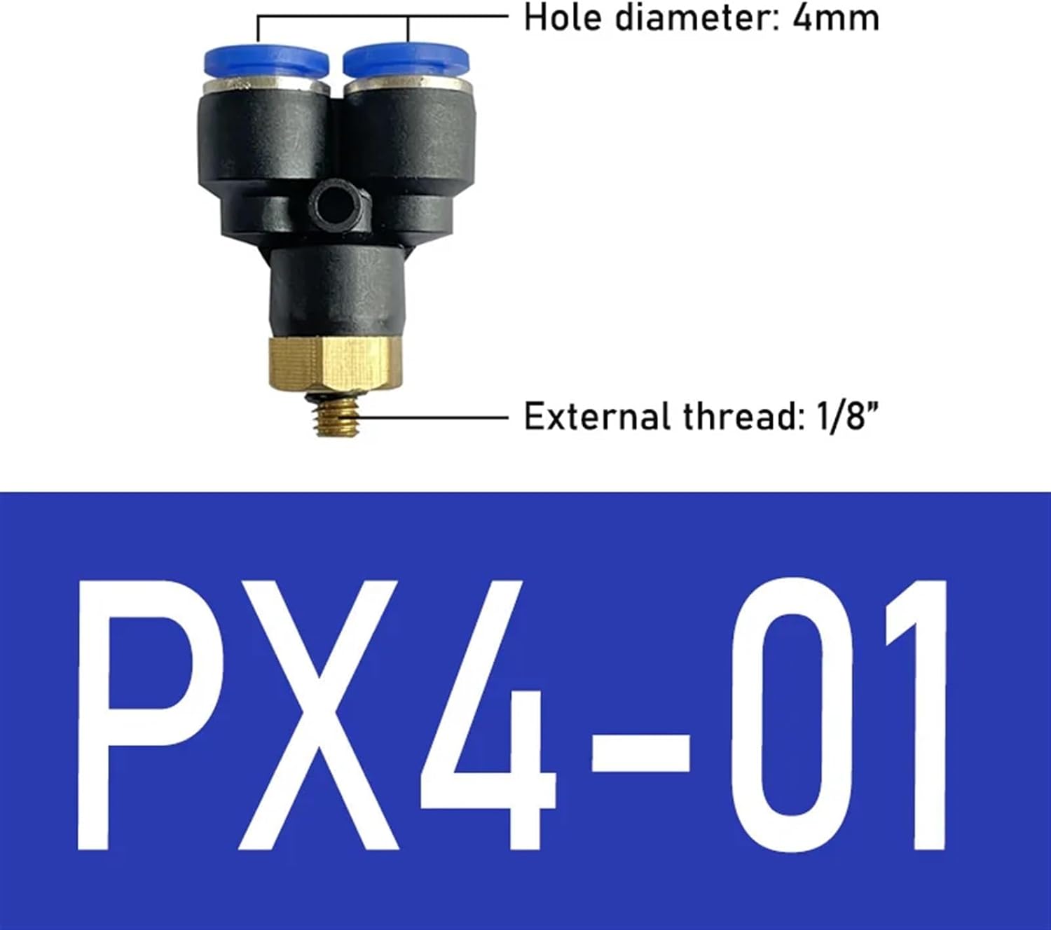 PX Pneumatic Fittings Y-Shaped Tee 4-12mm Outer Diameter Hose M5 1/8 1/4 3/8 1/2 Inch External Thread Tee Air Connector 1Pcs(PX4-01 10PCS)