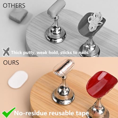 FSpronail Nail Stand for Press On Nails Art Display Practice, Non-mangnetic Acrylic Stand Holder for Practice Tips with 200pcs Clear Reusable Adhesive, Beginner Nails Arts Kit Accessories DIY Tool