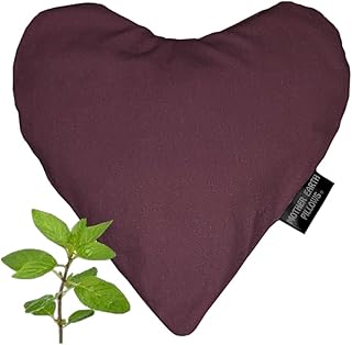 Mother Earth Pillows Small Heart-Shaped Flax Pillow for Natural Pain Relief, Warm or Cold Therapy, Herbal Aromatherapy Pillow (Eggplant - Refresh Herbal Blend)