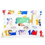 Celeep - Almohada suave orgánica para bebé de 13 x 18 pulgadas, almohada pequeña con funda de...