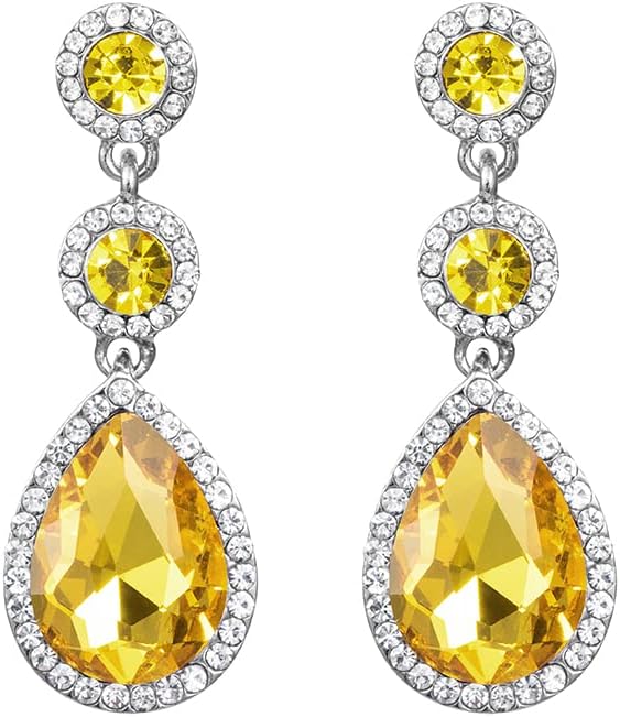 YINLI Elegant Wedding Bridal Crystal Tear Drop Dangle Earrings for Women