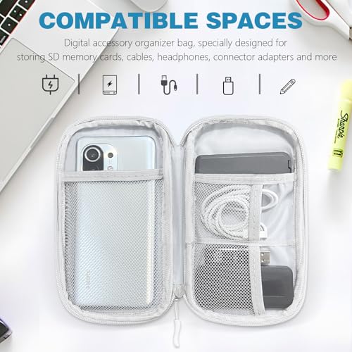 CRITIVE-SHOP Reisen Kabel Organizer Klein Tech Tasche, Tragbares Wasserdichtes Elektronisches Zubehör für Powerbank Telefonkabel Ladegerät Tragetasche, Grau