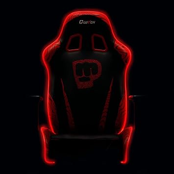 Clutch Chairz Throttle Series Pewdiepie Edition LED Gaming Chair - Premium Ergonomic Design, Lumbar and Head Support Pillows - Black/Red