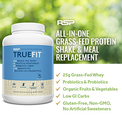 RSP TRUEFIT - Protein Powder Meal Replacement Shake, Grass-Fed, Organic Real Food, Probiotics, MCT Oil, Non-GMO, Gluten Free, No Artificial Sweeteners, 4 LB Vanilla - Thumbnail 3