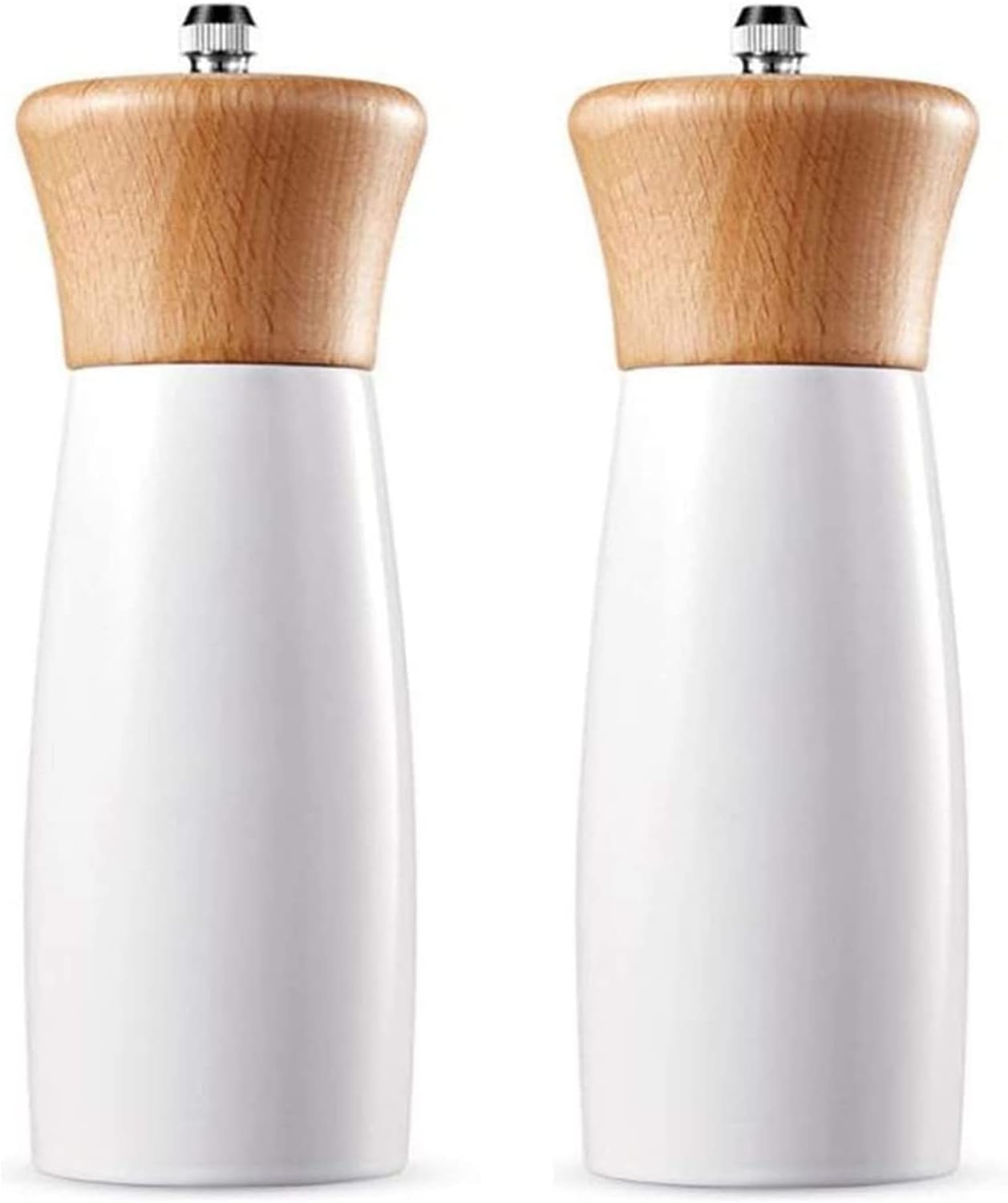 Refillable Pepper Mill Manual Salt and Spice Mills, Refillable Salt and Pepper Shaker, Easy to Fill, Set of 2 Salt Peppercorn Shakers(Black+White)