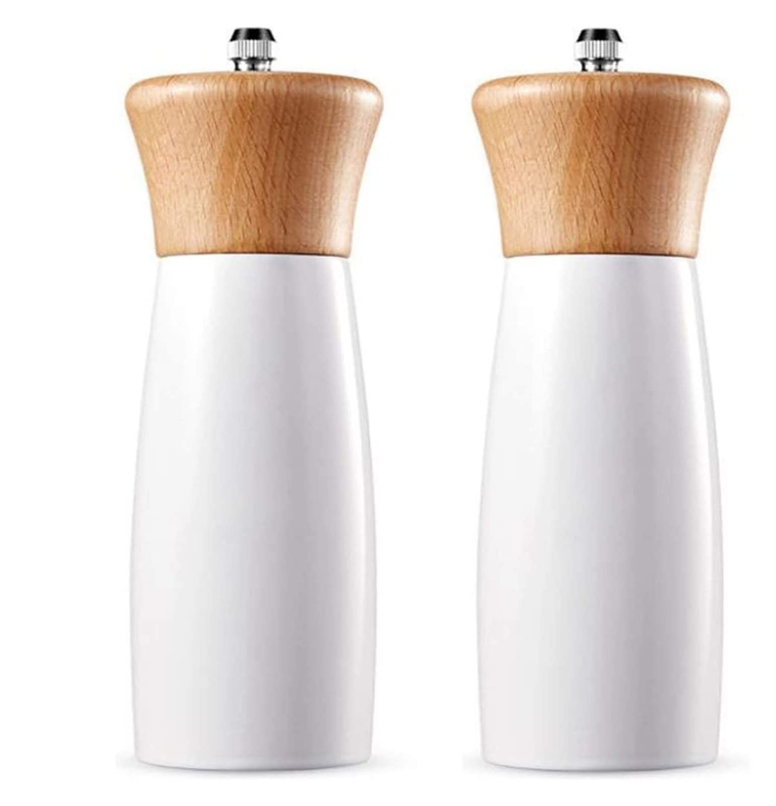 Saleros De Cocina Molinillos Manuales De Sal Y Especias, Salero Pimentero Recargable, Fácil Llenar, Juego 2 Molinillo Pimienta(White)