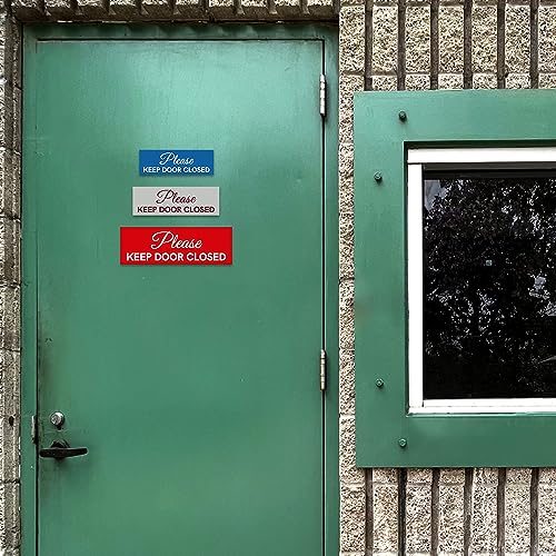 Signalisation Porte Fermée Argenté Brossé Autocollante 2x6 Pouces