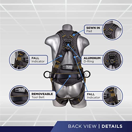 Palmer Safety Fall Protection Construction Safety Harness - Qcb Chest And Legs - Aluminum D-Rings - Oil And Dust Resistant - Osha And Ansi Compliant (3X-Large) #TOP2