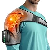 Cordless Shoulder Heating Pad, Shoulder Massager for Pain Relief Deep Tissue, Heated Shoulder Wrap with Heat and Massage for Men Women, Rotator Cuff Pain Heating Pad, Grey