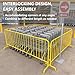 8.5FT Interlocking Steel Barricade-Galvanized Interlocking Barricade with Adjustable Bridge Feet,Crowd Control Metal Barrier for Airport, Stations and Industrial Use