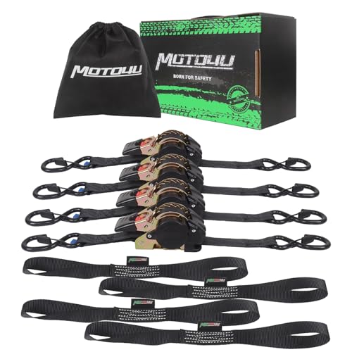 Moto4U ZDBD3S004DKNO Retractable Ratchet Straps,1 Inch X 10' Self Ratcheting Ratchet Tie Down Straps cover