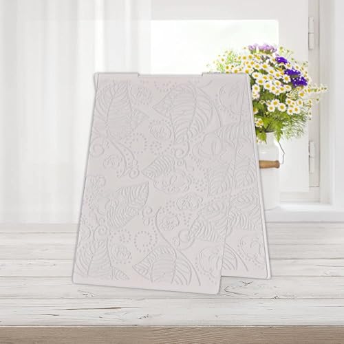 Miniatura 3 de Hying Carpeta de estampado de fondo con textura 3D, diseño de hojas de flores, plantilla de carpeta de plástico para hacer tarjetas, álbumes de