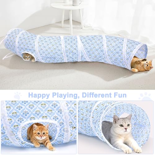 Image of Glittme Cat Tunnel, Cat Tunnels for Indoor Cats, S-Shape Peekaboo Cat Cave with Cat Toys, Foldable Cat Tubes and Tunnels for Cats, Rabbit, Puppy, Guinea Pig