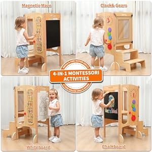 Toddler tower foldable toddler kitchen stool helper with 2 step stool wooden toddler stool with safety net adjustable height chalk whiteboard montessori activity games  urban country home decor