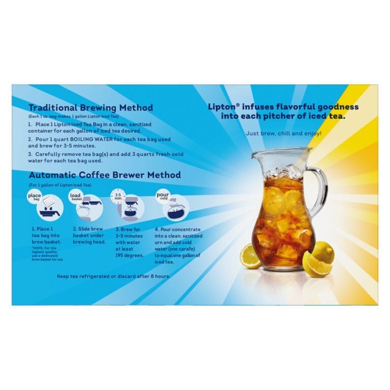 Lipton Unsweetened Iced Tea Bags, Gallon-Sized Zero Calories, 24 Total Tea Bags - image 12