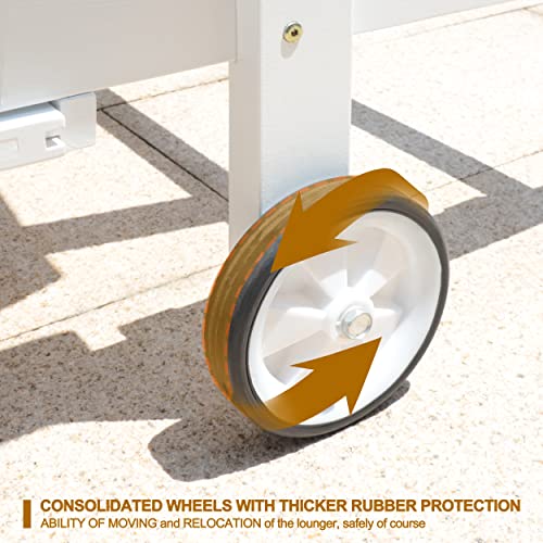 Veikou Pool Lounge Chairs, 5-Position Lounge Chairs For Outside W/Dual Direction Tray, Heavy Duty 400Lbs Wood Chaise Lounge Chair For Patio Beach Outdoor Poolside, White #TOP7