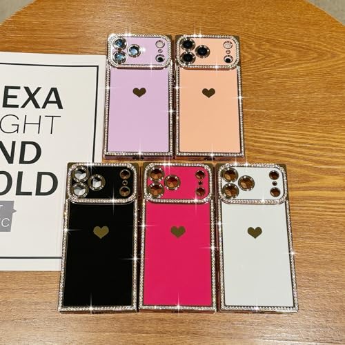 Urarssa for iPhone 17 Pro Case Rectangle Bling Glitter Diamond Pink - image 7