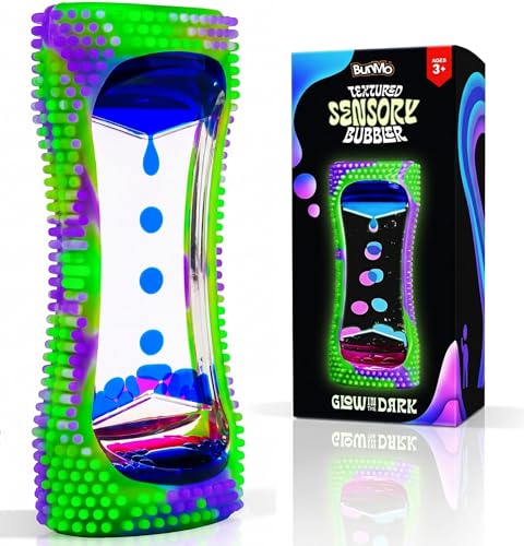 BUNMO Liquid Motion Bubbler Glow-in-The-Dark Sensory Toy for Kids & Adults – Gentle Fidget Toy for Mindfulness – Stimulating Visual Sensory Experience – Colorful Bubble Fidget Timer for Desk & Travel