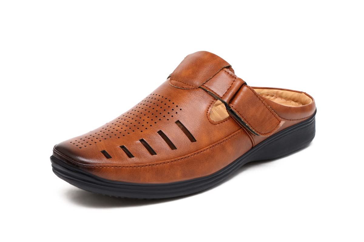 ELGA Men�s Tan Synthetic Leather Back Open Sandal - 7 UK (B0BR86S737) Amazon Price History, Amazon Price Tracker