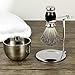 GRUTTI Shaving Set, Straight Shaving Stand with Soap Bowl and Brush Deluxe Chrome Razor and Brush Stand with Lather Bowl Compatible with Manual Razor -Black