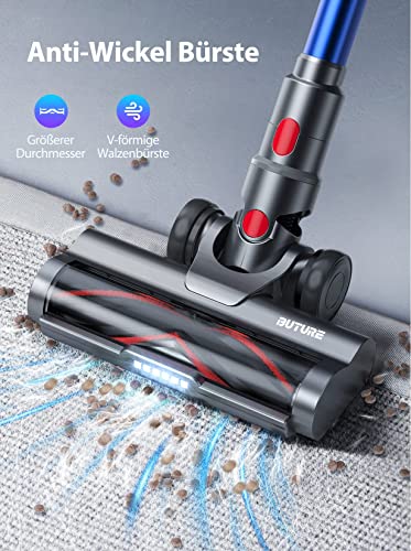 BuTure JR500 Akku Staubsauger 33000 Pa Starke Saugleistung, Staubsauger kabellos Längere Laufzeit 55min, Kabelloser Staubsauger mit LED Anti-Tangle Elektrobürste, Abnehmbarer Akku, Wandhalterung – Bild 6