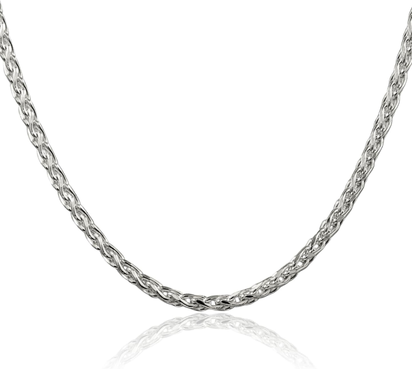 IceCarats 925 Sterling Silver 3.5mm Spiga Wheat Chain Necklace Diamond Cut