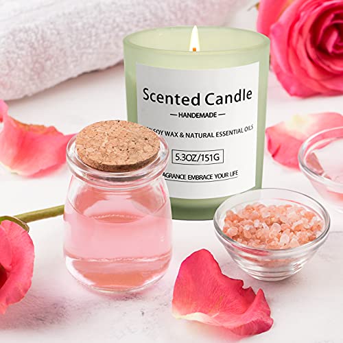 Pleyidool Freesia & Gardenia Scented Soy Aromatherapy Candles Gifts For Women, 5.3 Oz 2 Pack 70 Hours Burn, Essential Oils Candles, Premium Body Relax & Stress Relief Candles #TOP2