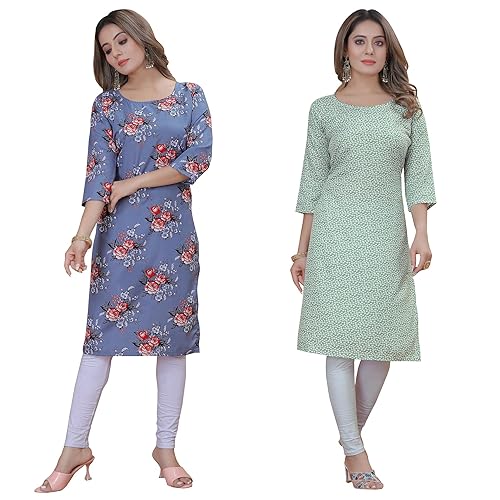 Image of Women's Multicolor Stylish Crepe Kurta||Pack of 2 Kurta||Kurta for Women