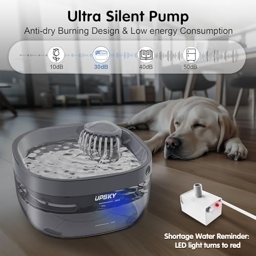 UPSKY Dog Water Fountain for Large Dogs, 1.8Gal/7L Automatic Dog Water Bowl Dispenser, Ultra Quiet Pet Drinking Fountain, Cat Water Fountain with 2 Filter & Cleaning Tool for Dogs Cats, Multi-Pet
