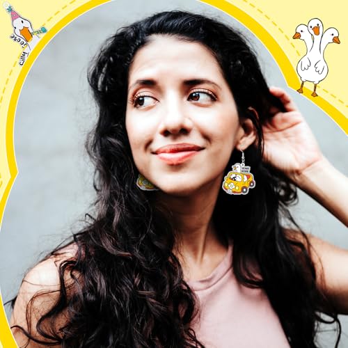 Nosiny 12 Pairs Funny Silly Goose Earrings Cute Weird Goose Acrylic Earring Jewelry Novelty Quirky Lovely Animals Dangle Farm Pet Jewelry Funky Aesthetic Gifts Charm for Women Fun Lovers