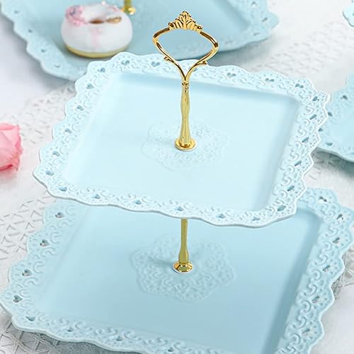Miniatura 6 de Alvinlite 1 juego de 2 niveles de corona para tartas, soporte de placa para tartas, soporte para tartas, soporte para tartas, accesorios para bodas