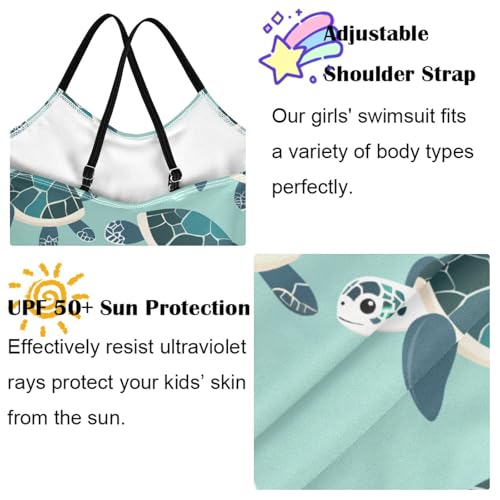 Image of Girls One Pieces Swimsuit Cute Beach Swimwear with Adjustable Strap 3-10 Years