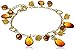Gold Plated Sterling Silver Rainbow Amber Charm Bracelet