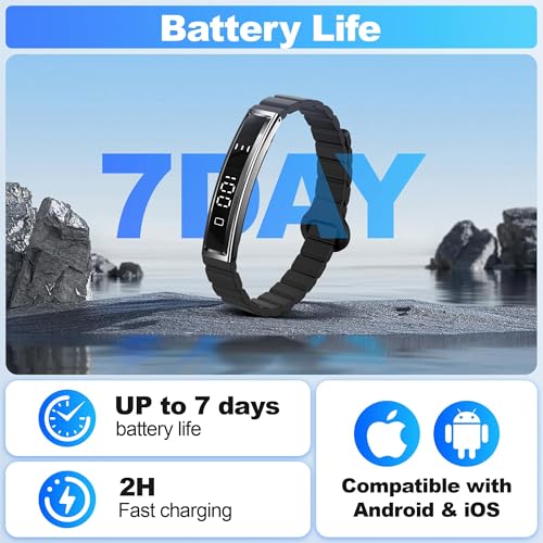 Image of Smart Bracelet Health Activity Fitness Tracker for Women & Men | 24 /7 Heart Rate & Stress Monitor, Sleep Tracking, Slim 16g Lightweight Bracelet, 7-10 Day Battery, Free App, No Subscription