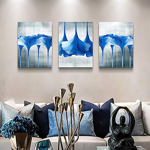 Family Bedroom Wall Decor Canvas Wall Art For Living Room Fashion Wall Decorations For Bathroom Abstract Paintings Kitchen Canvas Art Blue Flowers Hang Pictures Artwork Modern Home Decoration 3 Piece #TOP7
